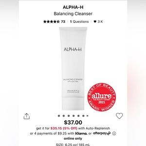 Alpha-H Balancing Cleanser with Aloe Vera New, Unopened